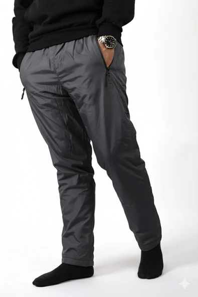 Erkek Füme Gri Rüzgar Geçirmez Suya Dayanıklı İçi Peluş Motorcu Eşofman Altı 22EESA5033 ürün görseli