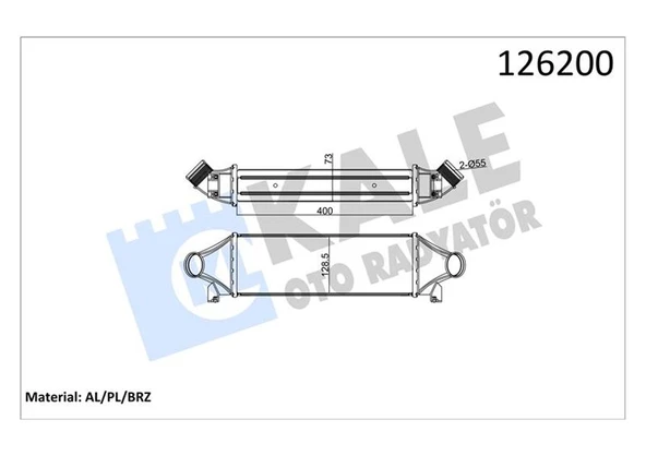KALE 020CAC030 TURBO INTERKOLL RADYATORU TRANSIT V184 2.4TDCI 135PS 140PS 01>06 V347 06>07 A.CEKER YC15-9L440-CA 4164696 ürün görseli 1