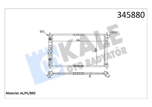 KALE 345880 RADYATÖR CHEVROLET-DAEWOO NUBIRA 00 > AC /- OTOM. 655x378x16 AL/PL/BRZ 96273594 ürün görseli 1