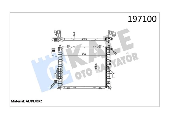 KALE 0525261AB RADYATÖR TWNG 96> 1.2 ENJ 16V AC MEK OTOM 430x395x24 1 SIRA ALB SİSTEM 7701045211-7701499801 ürün görseli 1