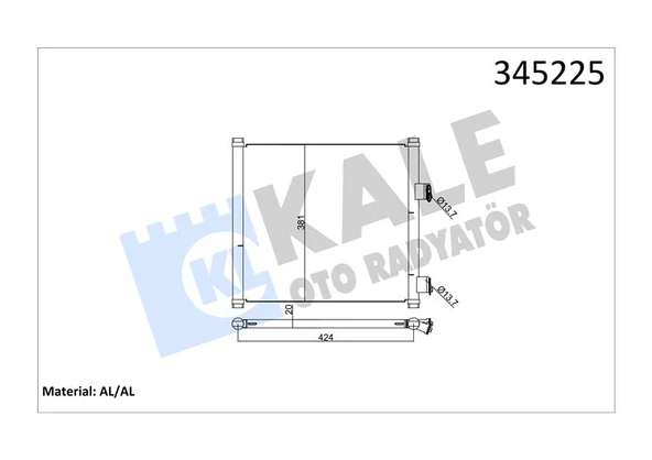 KALE 345225 KLİMA KONDENSERİ FORD KA 1.3i-1.6i 96-08 381x445x16 AL/AL 5S5119710AA-1026928-1671714 ürün görseli 1
