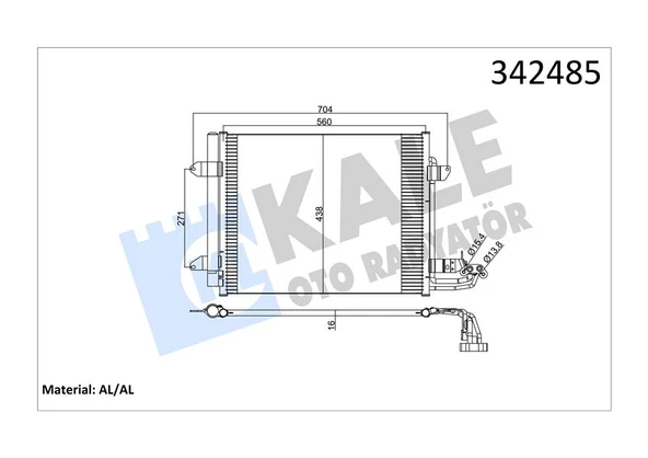 KALE 342485 KLİMA KONDENSERİ VW CADDY III BOX-ESTATE-TOURAN AL-AL 1T0820411A-1T0820411B-1T0820411C ürün görseli 1