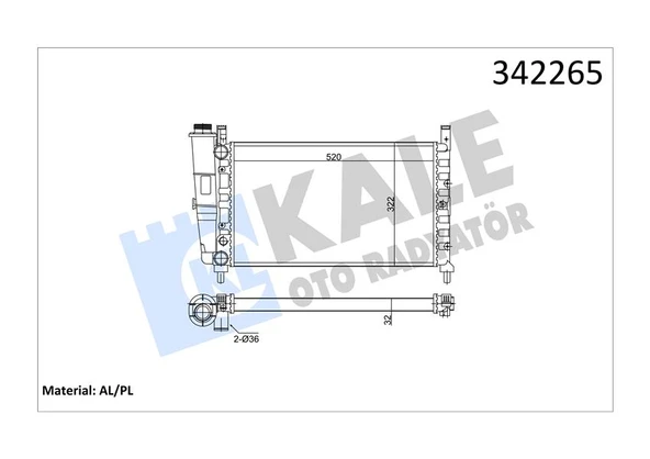 KALE 342265 RADYATÖR FIAT UNO 70 İe AL-PL-BRZ 46551218-7685063-7732211 ürün görseli 1