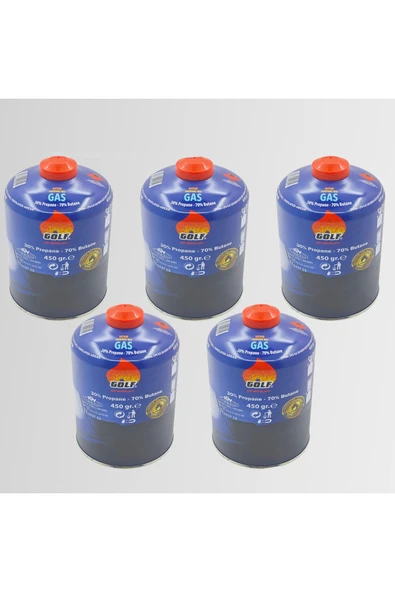 5'li Set - GOLF Butan Propan Kamp Gazı Valfli Kartuş 450 GR ürün görseli