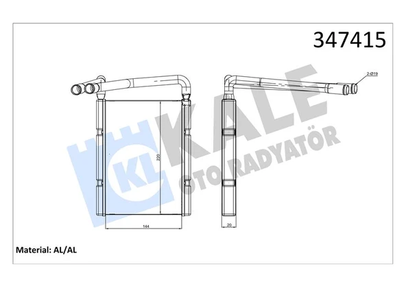 KALE 347415 KALORİFER RADYATÖRÜ KIA RIO 1.4L G4EE benzinli 05-10 1.6L G4ED benzinli 05-10 1.5L CRDİ 4 silindi r 05-> - ALEMİNYUM 971381G000 ürün görseli 1