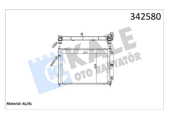 KALE 342580 RADYATÖR KONDENSER TÜPLÜ CLIO III-MODUS 1.5 DCI MEK AC 510x382x18 16 8200134606-8200289194-8200688382 ürün görseli 1