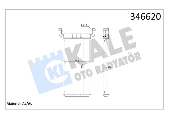 KALE 346620 KALORIFER RADYATORU MERCEDES SPRINTER B906 . VW CRAFTER 30-35-50 A0038358901-2E0819017C ürün görseli 1