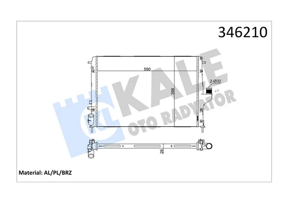 KALE 346210 RADYATÖR DACIA DUSTER 10 > LOGAN 05 > 1.5 DCİ Mek.Şanz. / AC AL/PL/BRZ 214100598R-8200582026 ürün görseli 1