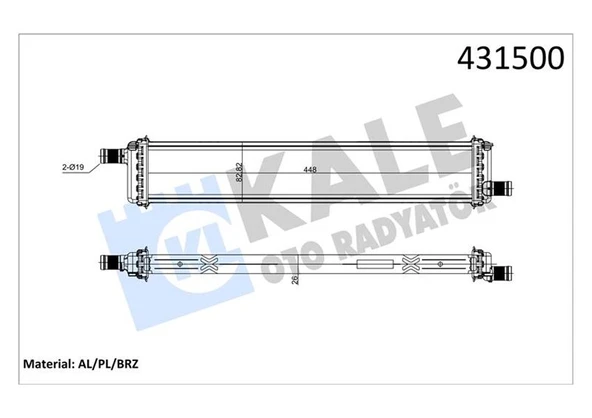 KALE 0559121AB RADYATÖR CAPTUR-CLIO V LT 1.5DCI AL/BRZ 448X83X26 214108020R ürün görseli 1