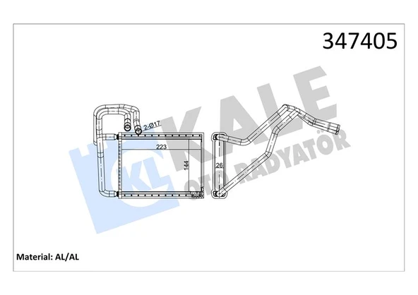 KALE 347405 KALORİFER RADYATÖRÜ KIA CERATO 1.5L D4FA CRDİ 05-06 1.6L G4ED benzinli 04-09 2.0L D4EA dizel 04-06 - ALEMİNYUM 971382F000-971382F005 ürün görseli