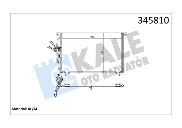 KALE 345810 KLİMA RADYATÖRÜ KONDENSERİ OPEL OMEGA B 94>03 665x450x16 AL/AL 52475899-52482789-52460418-1850059 ürün görseli 1