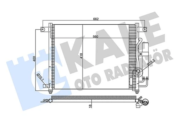 KALE 377000 KLİMA RADYATÖRÜ KONDENSERİ CHEVROLET AVEO-KALOS 1.4i 16V 02> AL/AL 560x457.5x18 96469289-96539634-96539635-96834083 ürün görseli 1