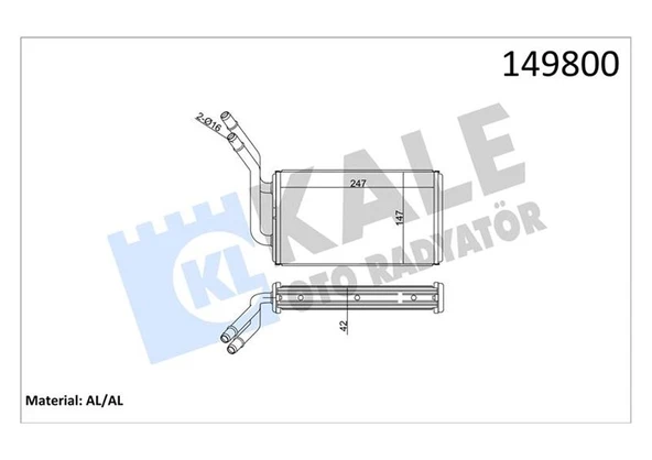 KALE 0288892AB KALORIFER RADYATORU TRANSIT TURBO 96>99 TRANSIT V184 2.0TDCI 2.4TDCI 01>06 2 SIRA ALB YC1H18476AB-4042575 ürün görseli