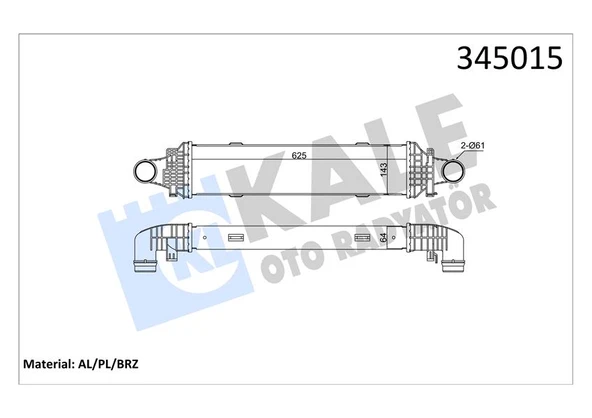 KALE 345015 TURBOSARJ RADYATORU MERCEDES W204 S204 C204 C218 W212 C207 X204 A2045000200 ürün görseli 1