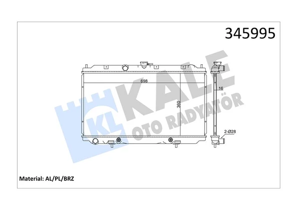 KALE 345995 RADYATÖR NISSAN ALMERA 1.8 00 > PRIMERA 1.6-1.8 02 > 360x689x16 AC /- OTOM AL/PL/BRZ 21460AV700-21460BM700-21460BM702 ürün görseli