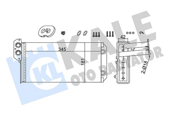 KALE 355280 KALORIFER RADYATORU MERCEDES SPRINTER B901>B905 . VW LT 28-35-46 A0028358901-2D0819031 ürün görseli