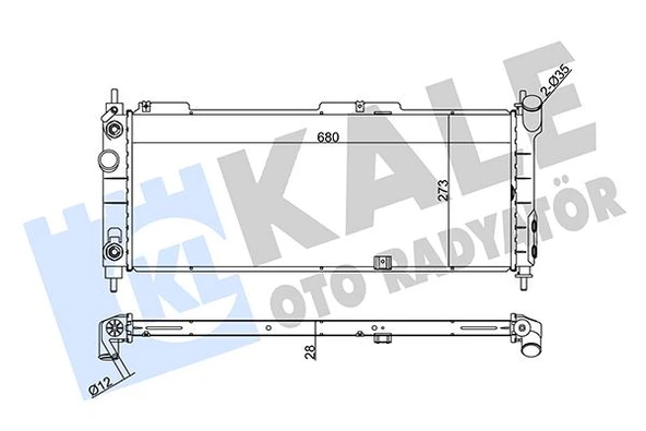 KALE 371400 SU RADYATÖRÜ OPEL CORSA B-COMBO-TIGRA 1.2I 1.4I 1.6I 16V 93 > AT AC BRAZING 680x273x28 52459323-1300152-1300153-52459322 ürün görseli 1