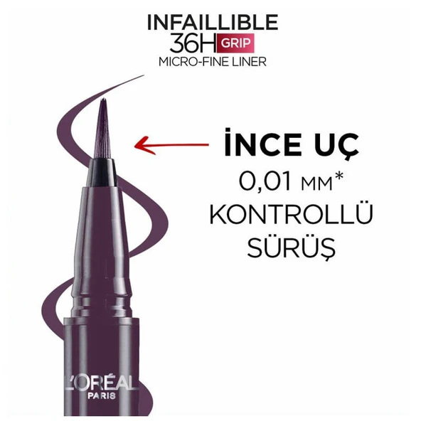 Loreal Paris Infaillible 36H Grip Micro Fine Eyeliner 04 Dew Berry - Resim 2