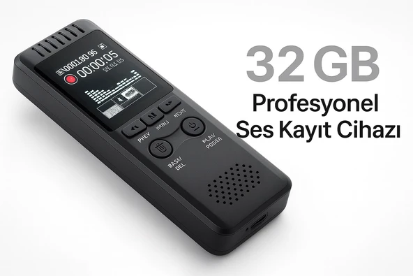 32GB Profesyonel Dijital Ses Kayıt Cihazı Dahili Hoparlör ve MP3 Çalar - 3