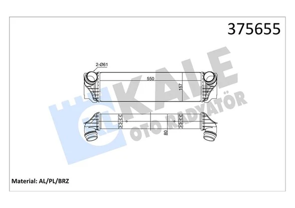 KALE 375655 TURBO RADYATORU BMW N54 N55 F10 F11 F01 F07 17517577115-17117577115 ürün görseli 1
