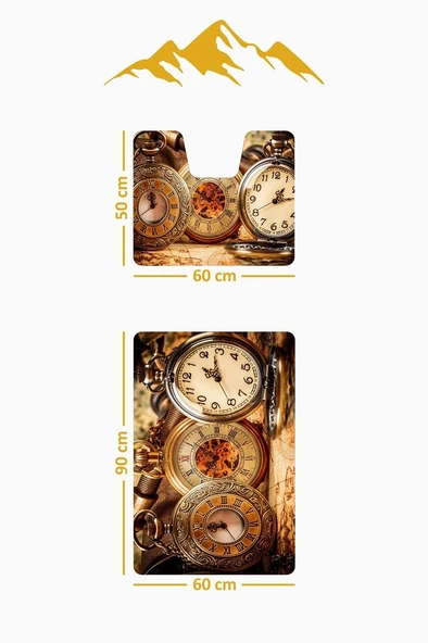 Modern Desenli Dijital Baskı 3’lü Banyo Paspas Takımı Yıkanabilir Kaymaz Tabanlı Klozet Takımı KLZ0063 RENKLİ 60 X 90 - Resim 3