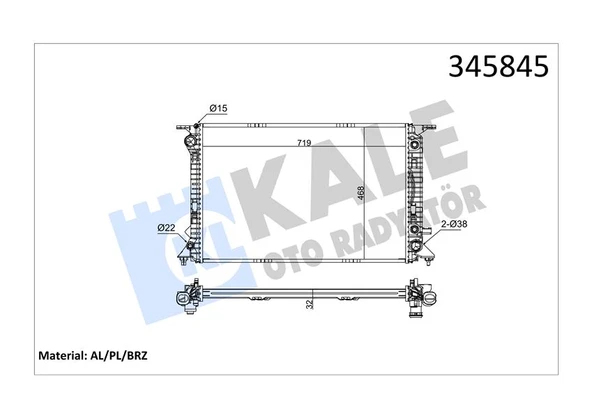 KALE 345845 RADYATÖR Q5 3.0 TDİ guattro 08 > 720x470x32 AC /- MEK OTOM AL/PL/BRZ 8R0121251A-8R0121251C ürün görseli 1