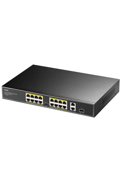 cudy FS1018PS1 16 Port 10/100Mbps 200W PoE+,2 Gigabit Uplink Portlu, SFP VLAN CCTV SFP Switch