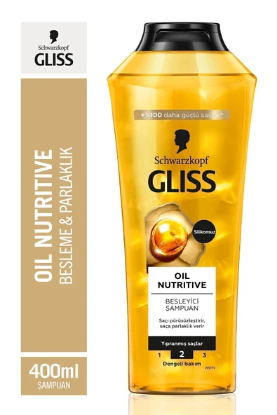 Gliss Oil Nutritive Besleyici Şampuan Yıpranmış Saçalar 400 ml ürün görseli 1