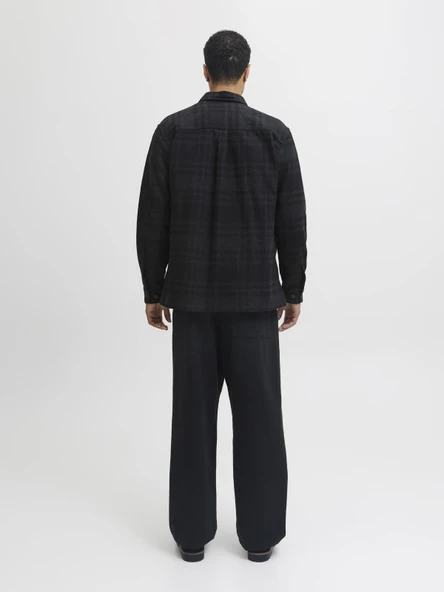 JPRRAYLE MELANGE CHECK L/S OVERSHIRT SN Black Beauty Black Beauty L - Resim 4