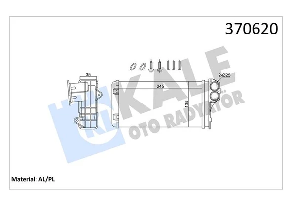 KALE 370620 KALORİFER RADYATÖRÜ C3 02> P206 99> P307 00> XSARA 00>12 245X137X35 MEKANİK 6448.Q2-6448.L0 ürün görseli 1
