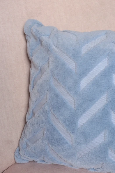 Chevron | Welsoft Jakarlı Dekoratif Kırlent Kılıfı 43x43 cm - ZTCHEVRON MAVİ - 3