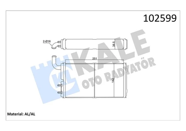KALE 0181832AL KALORİFER RADYATÖRÜ BRAZING VERSİYONU KL271100 FIAT-TOFAŞ SKD MURAT 131 ŞAHİN DOĞAN SLX 1.6 74 > AT/MT BORULU-MUSLUKSUZ MEKANİK 250X140X42 4327232-85007271 ürün görseli