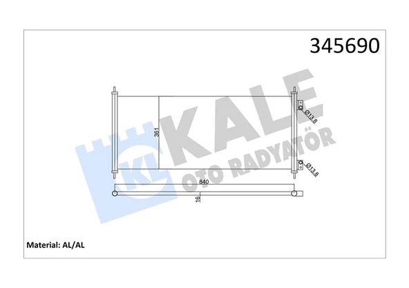KALE 345690 KLIMA RADYATORU KONDANSER TRANSIT V184 2.0TDCI 2.4 TDCI 00>06 1671707-4041973-4471423-YC1H19710BA ürün görseli 1