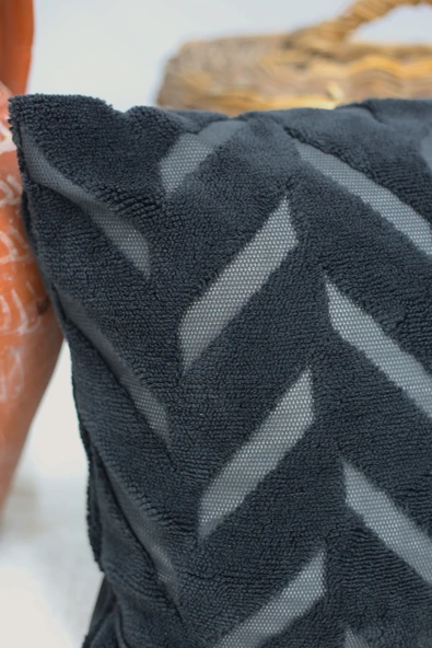Chevron | Welsoft Jakarlı Dekoratif Kırlent Kılıfı 43x43 cm - ZTCHEVRON siyah - 5