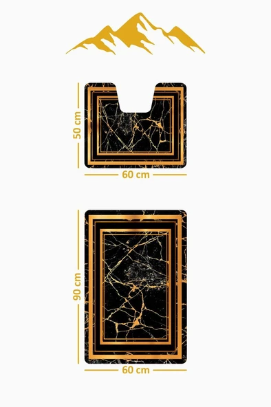 Modern Desenli Dijital Baskı 3’lü Banyo Paspas Takımı Yıkanabilir Kaymaz Tabanlı Klozet Takımı KLZ0058 RENKLİ 60 X 90 - Resim 3