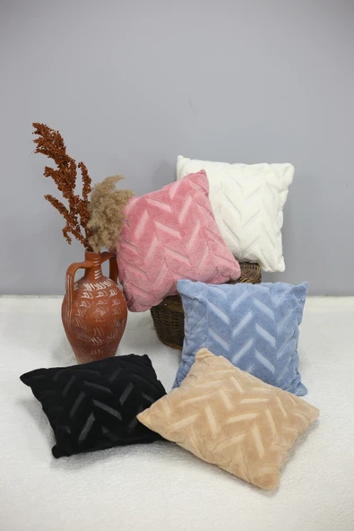 Chevron | Welsoft Jakarlı Dekoratif Kırlent Kılıfı 43x43 cm - ZTCHEVRON  MAVİ - 6