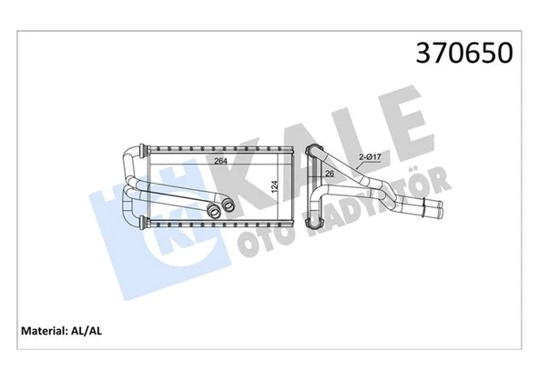 KALE 370650 KALORİFER RADYATÖRÜ FORD FOCUS IV 20 > BORULU BRAZING AL/AL 124X264X26 JX6A18B539AA-5630087 ürün görseli 1