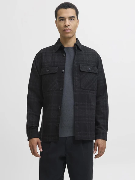 JPRRAYLE MELANGE CHECK L/S OVERSHIRT SN Black Beauty Black Beauty L ürün görseli