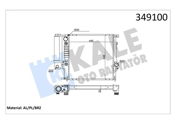 KALE 349100 MOTOR SU RADYATORU BMW M40 E30 M50 M52 E36 OTOMATIK SANZ. 17111723528-17111719136 ürün görseli 1