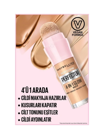 Maybelline New York Instant Perfector Glow 4 Etki 1 Arada Fondöten- 00 Fair Light - Resim 2