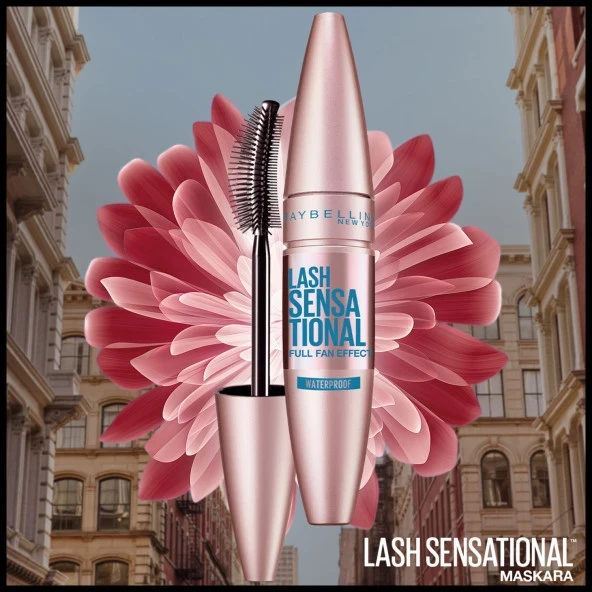 Maybelline New York Lash Sensational Yelpaze Etkili Suya Dayanıklı Siyah Maskara - Resim 6