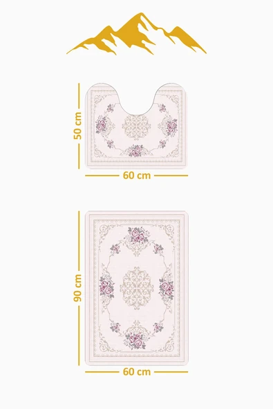 Modern Desenli 3’lü Banyo Paspas Takımı Yıkanabilir Kaymaz Tabanlı Klozet Takımı KLZ0056 RENKLİ 60 X 90 - 3