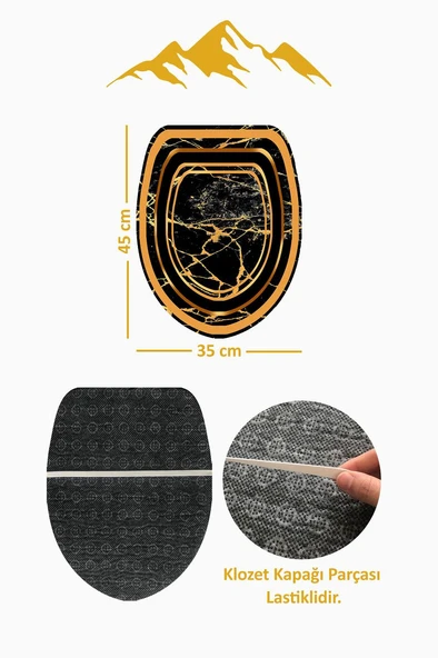 Modern Desenli Dijital Baskı 3’lü Banyo Paspas Takımı Yıkanabilir Kaymaz Tabanlı Klozet Takımı KLZ0058 RENKLİ 60 X 90 - Resim 4