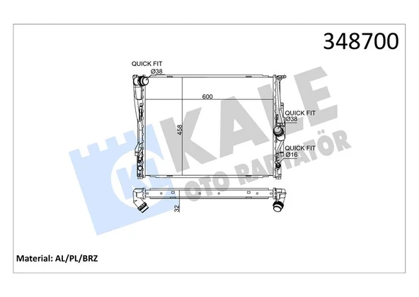 KALE 348700 MOTOR SU RADYATORU BMW N45 N46 E81 E82 E87 E88 E90 E91 E92 E93 E84 MANUEL SANZIMAN 17117553111 ürün görseli 1