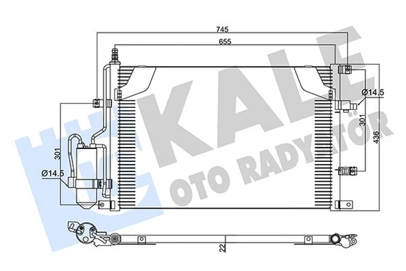 KALE 360345 KLİMA RADYATÖRÜ VOLVO S60 I 384 2.0T 00-10 S80 I 184 2.0T 98-06 V70 II 285 2.4 01-07 xC70 I CROSS COUNTRY 295 2.5T xC AWD 02-07 KURUTUCU İLE BRAZING AL-AL 655x436x22 30676602-31101324-8683 ürün görseli 1