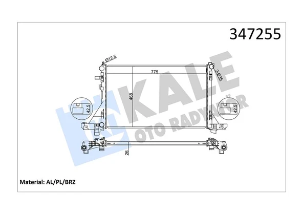 KALE 347255 RADYATÖR MASTER III-MOVANO B 2.3DCI-CDTI 10 > KLİMALI 773x469x26 mm 214005447R-214107695R-214106091R ürün görseli 1