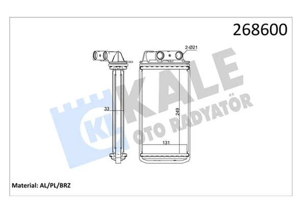 KALE 0184841AB KALORİFER RADYATÖRÜ PALIO-ALBEA 248x132x33 1 SIRA ALB SİSTEM 46723061 ürün görseli 1