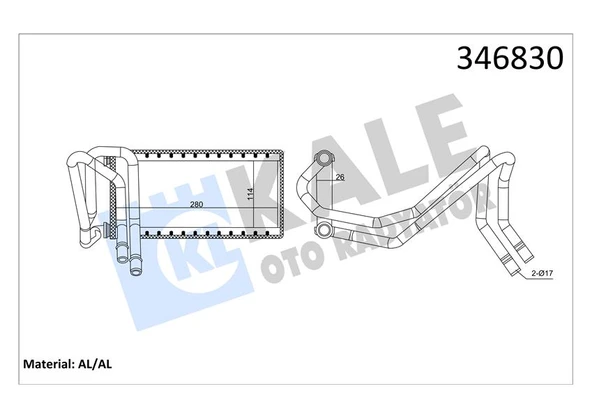 KALE 346830 KALORIFER RADYATORU LAND ROVER 276DT 406PN DISCOVERY 3 L319 368DT 428PS R.R SPORT 1 L320 BORULU JEP500020-LR017030 ürün görseli