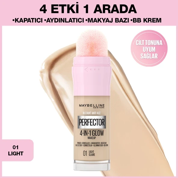 Maybelline New York Instant Perfector Glow 4 Etki 1 Arada Fondöten- 01 Light ürün görseli 1