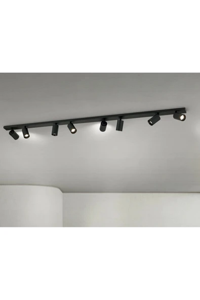 Modern Siyah Metal 150 cm GU10 LED Spot Avize Sekizli 8 liHareketli Başlık Tasarruflu Tavan Avize ürün görseli